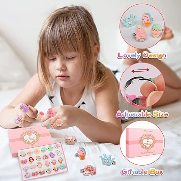 Adjustable Ring Set For Girls- Pack of 36